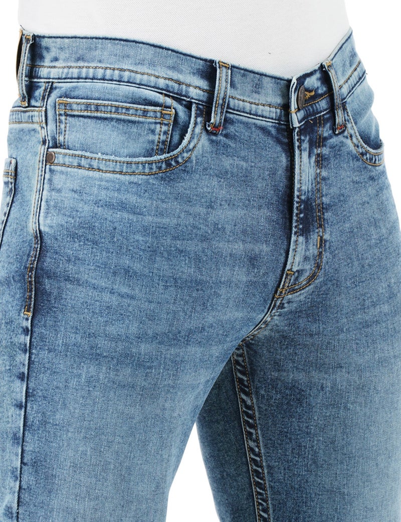 inkd جينز رجالي عادي - متوسط الارتفاع | مزيج القطن | قماش قابل للتمدد | تصميم كلاسيك 5 بوكت - Image 5